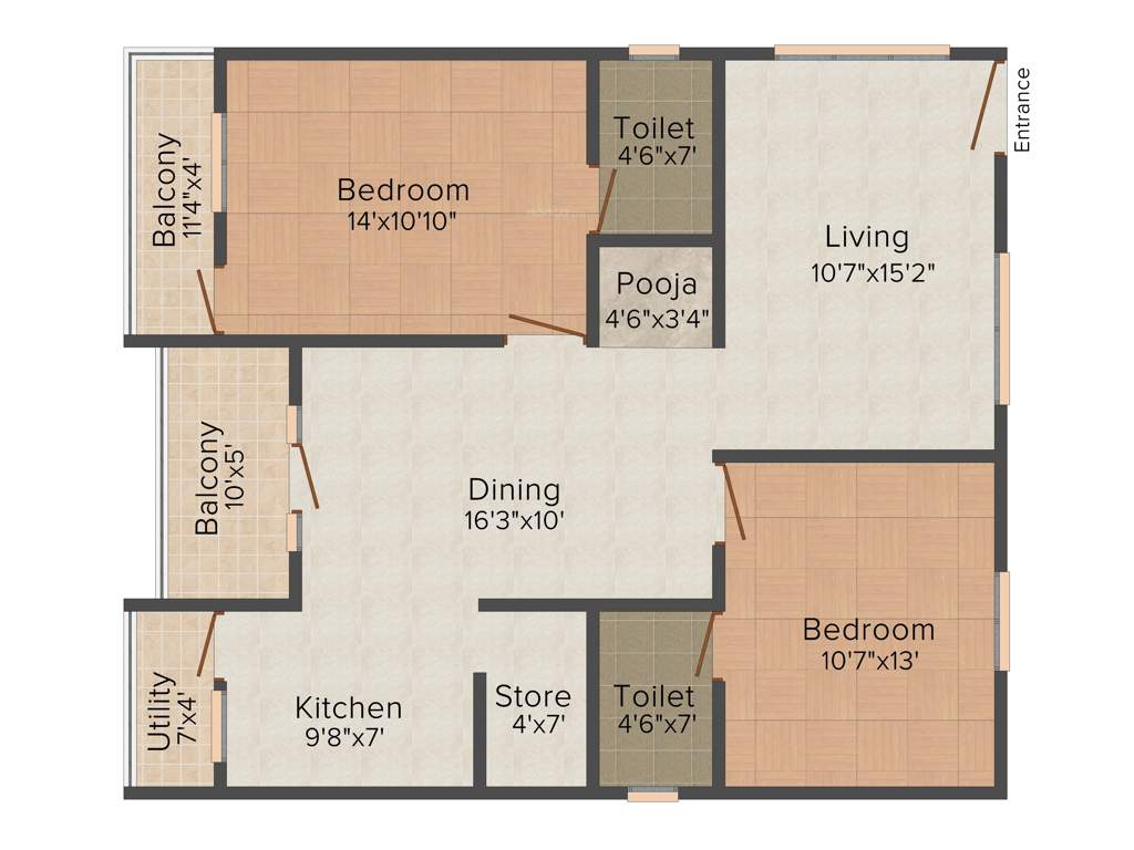 Saranya Sarovar (2BHK+2T (1,216 sq ft)   Pooja Room 1216 sq ft)