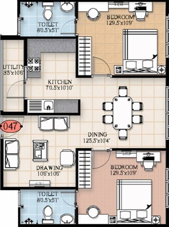 Trifecta Esplanade (2BHK+2T (984 sq ft) + Study Room 984 sq ft)