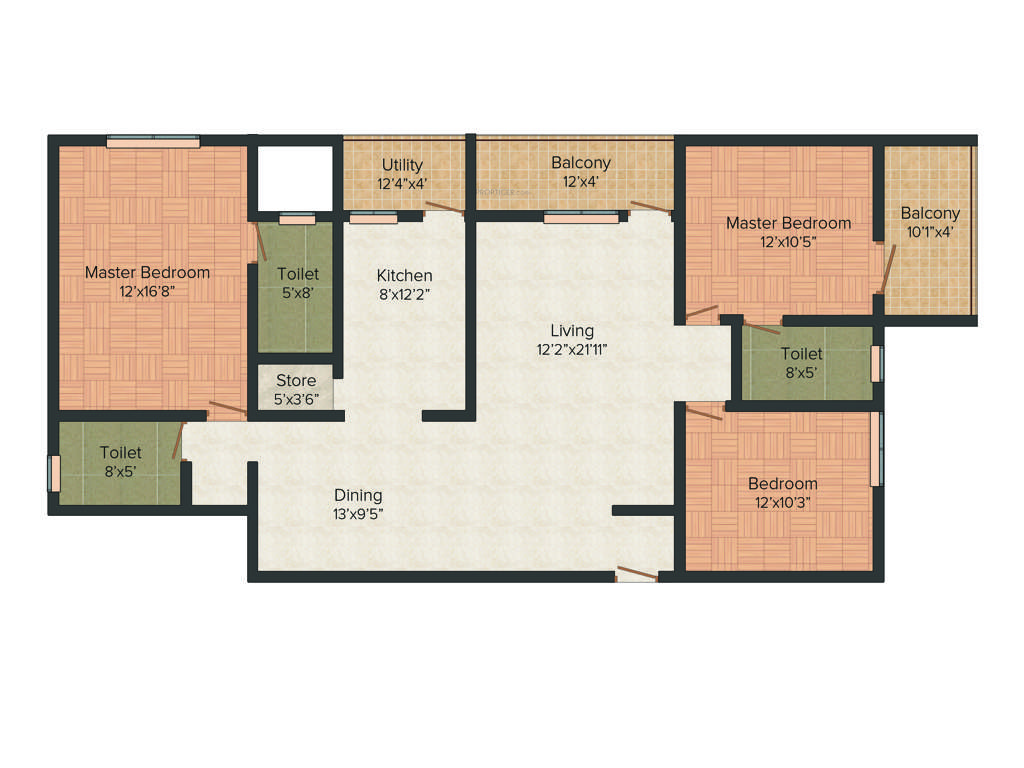 Jupiter Commanders Pinnacle (3BHK+3T (1,808 sq ft) 1808 sq ft)