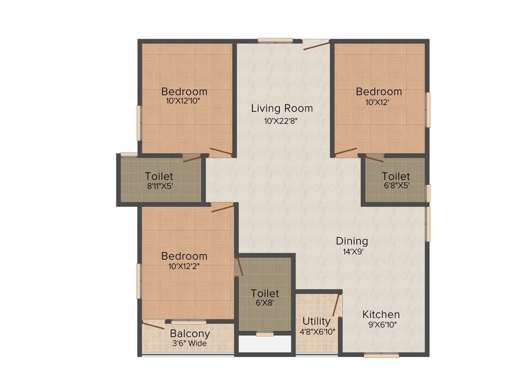 Vaastu Lavender (3BHK+3T (1,316 sq ft) 1316 sq ft)