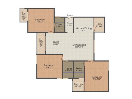 RBD Stillwaters Apartments (3BHK+3T (1,690 sq ft) 1690 sq ft)