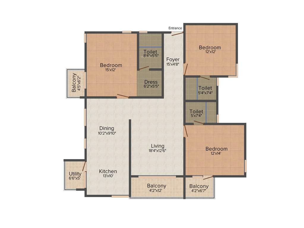 RBD Stillwaters Apartments (3BHK+3T (1,850 sq ft) 1850 sq ft)