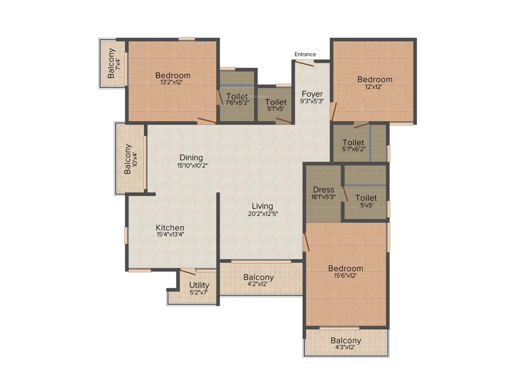 RBD Stillwaters Apartments (3BHK+3T (2,045 sq ft) 2045 sq ft)