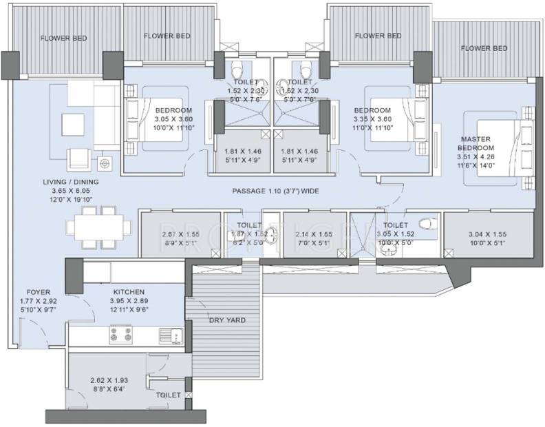 L And T Crescent Bay (3BHK+5T (1,775 sq ft) 1775 sq ft)