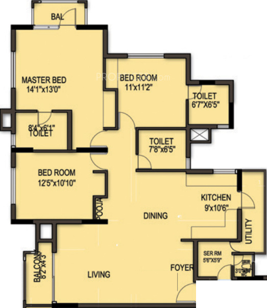 RNS Shanthi Nivas (3BHK+3T (1,494 sq ft) + Servant Room 1494 sq ft)