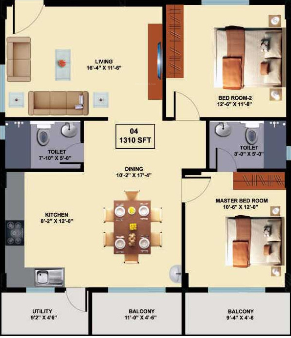 Innovative Aspen Woods (2BHK+2T (1,310 sq ft) 1310 sq ft)