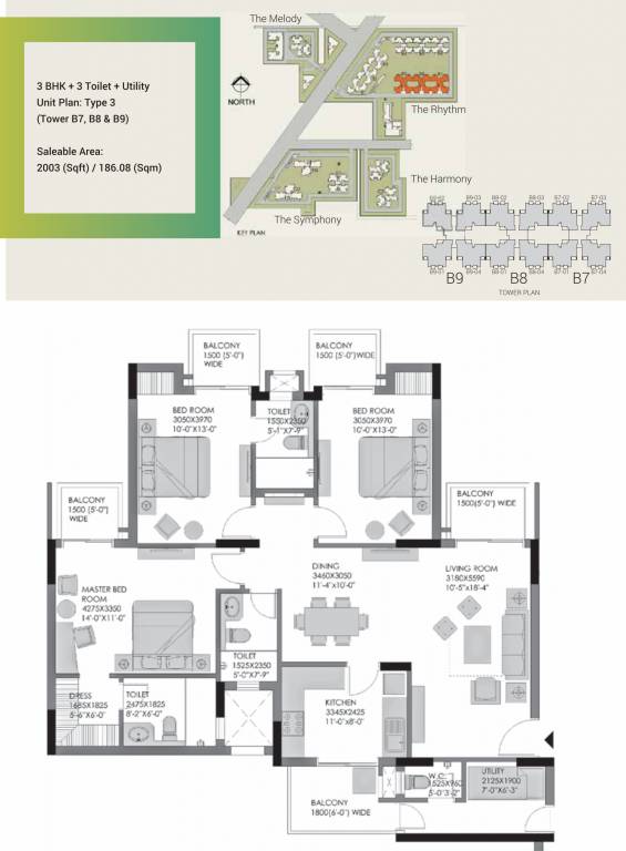 Experion The Heartsong (3BHK+3T (2,003 sq ft) + Servant Room 2003 sq ft)