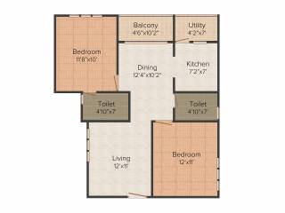 Nirman Silver Oak (2BHK+2T (990 sq ft) 990 sq ft)