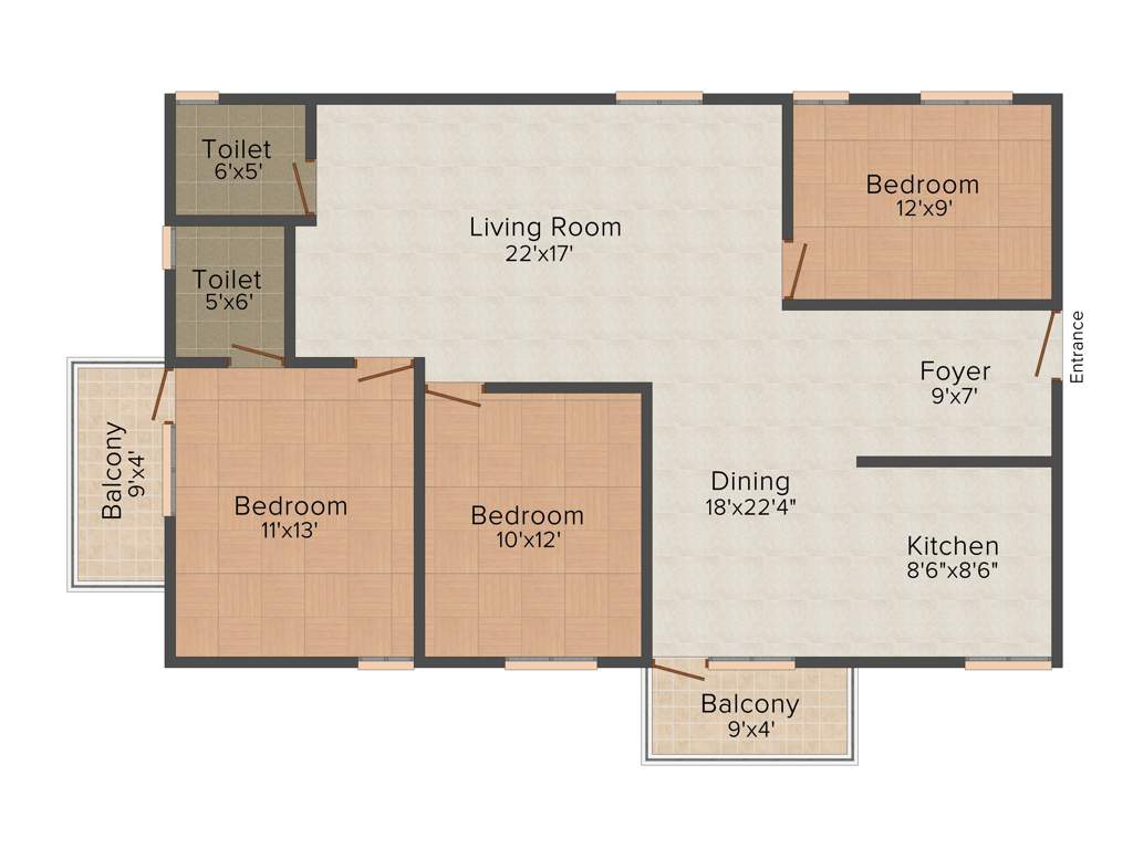 Mayur Paradise (3BHK+2T (1,290 sq ft) 1290 sq ft)