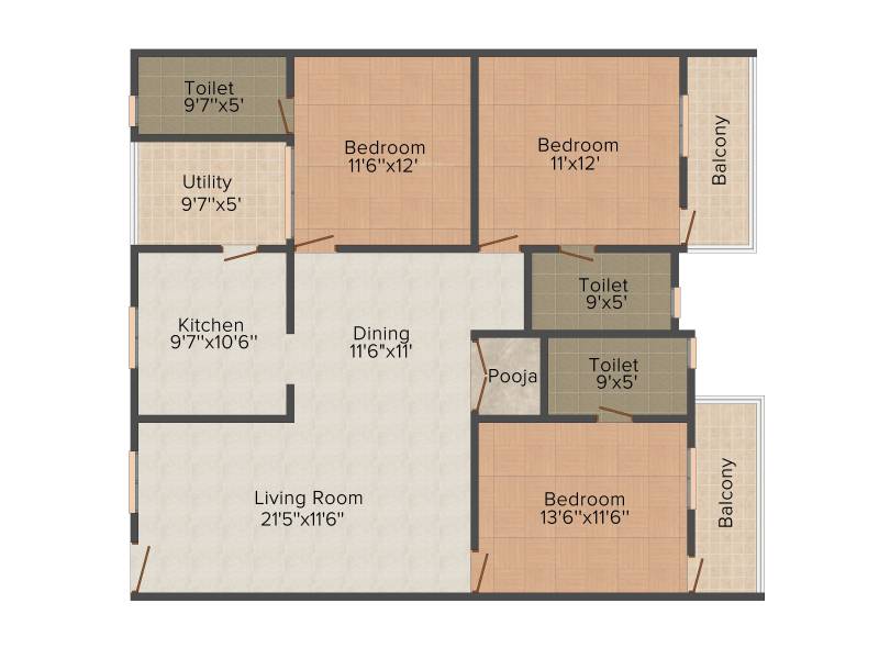 Comfort Gardenia (3BHK+3T (1,694 sq ft) + Pooja Room 1694 sq ft)