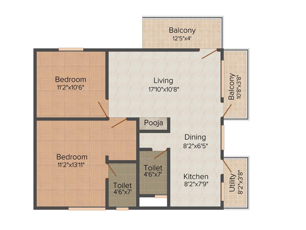 Vaastu Hill View 2 (2BHK+2T (1,115 sq ft)   Pooja Room 1115 sq ft)