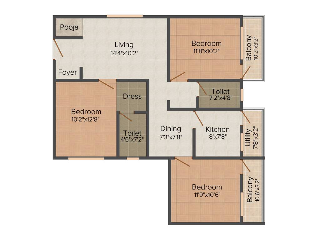 Vaastu Hill View 2 (3BHK+2T (1,230 sq ft) 1230 sq ft)