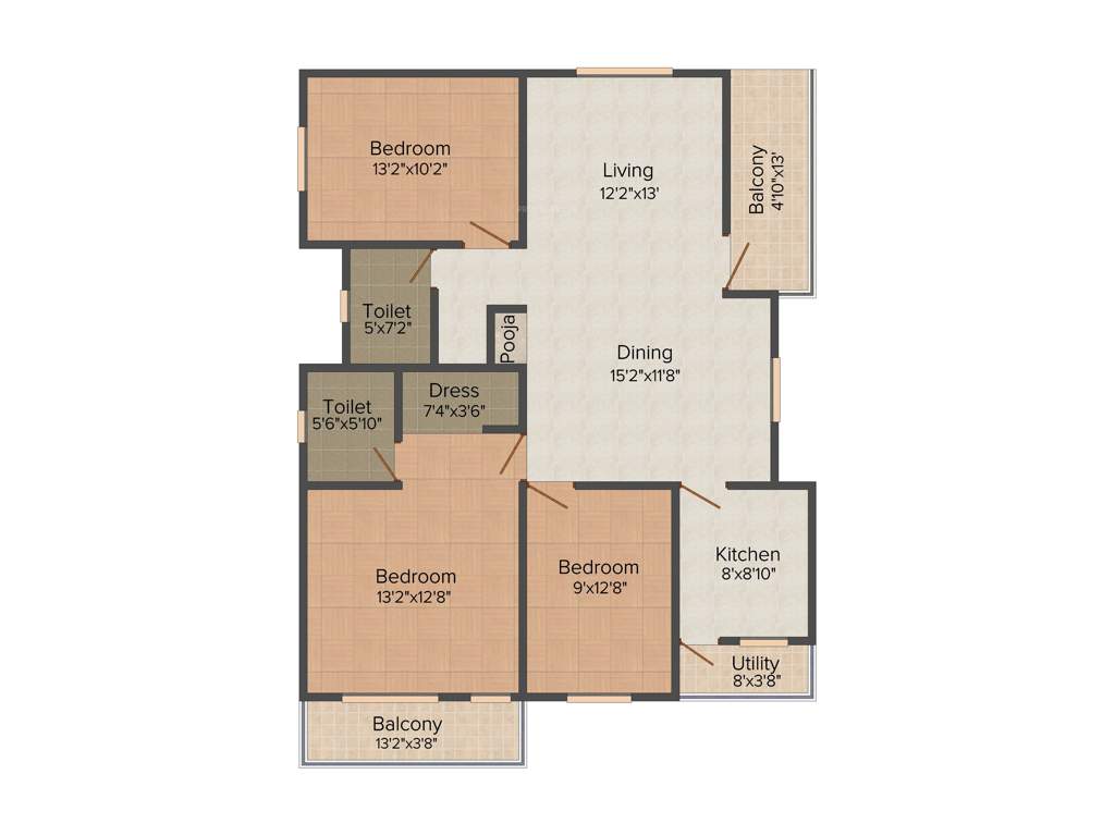 Vaastu Hill View 2 (3BHK+2T (1,510 sq ft)   Pooja Room 1510 sq ft)