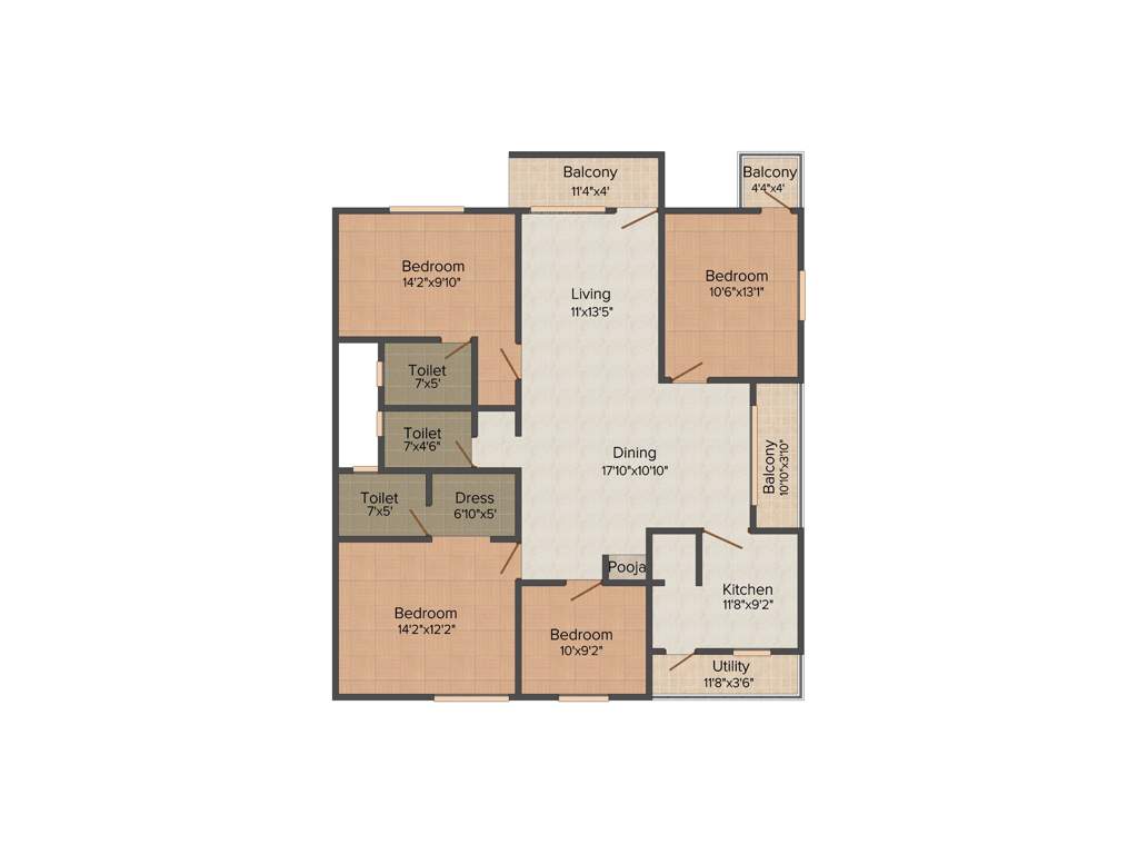 Vaastu Hill View 2 (4BHK+3T (1,800 sq ft)   Pooja Room 1800 sq ft)