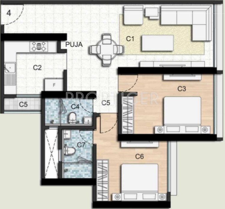 Ahuja Lamor (2BHK+2T (1,230 sq ft) + Pooja Room 1230 sq ft)