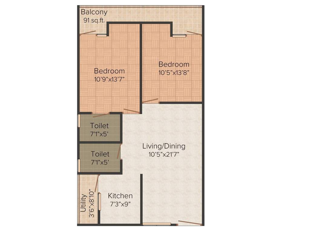 Amrutha Sarovar (2BHK+2T (1,109 sq ft) 1109 sq ft)