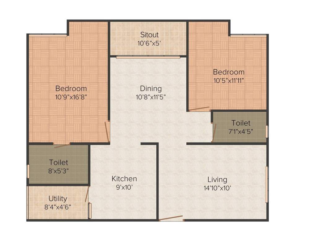 Amrutha Sarovar (2BHK+2T (1,145 sq ft) 1145 sq ft)
