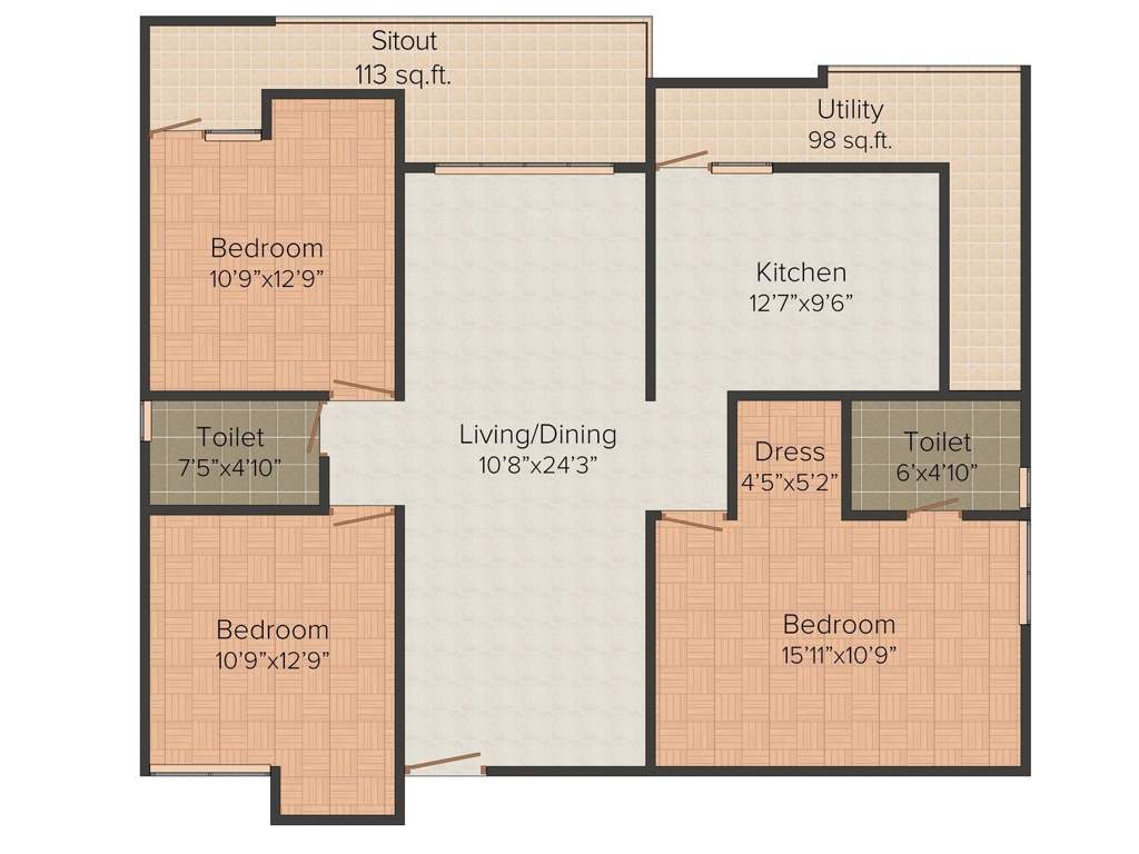 Amrutha Sarovar (3BHK+3T (1,563 sq ft) 1563 sq ft)