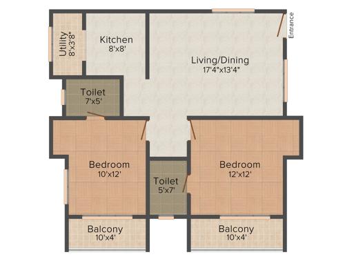 Sannidhi Whitestone Landmark (2BHK+2T (1,115 sq ft) 1115 sq ft)