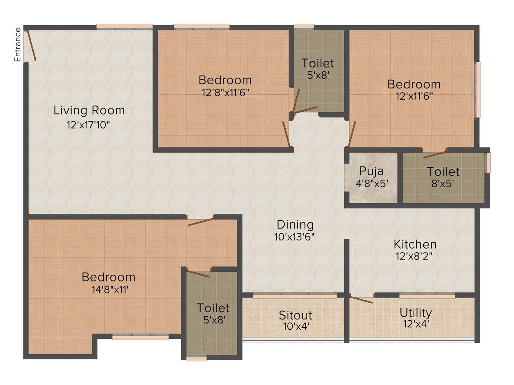 Sannidhi Whitestone Landmark (3BHK+3T (1,620 sq ft) 1620 sq ft)