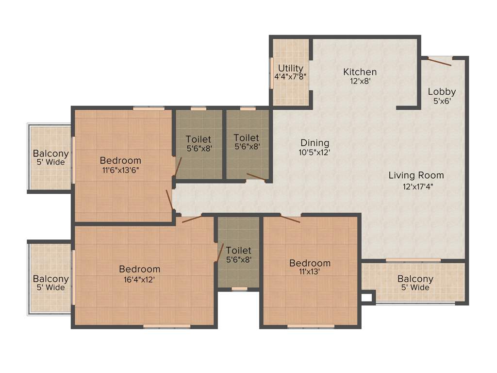 Brigade Altamont (3BHK+3T (1,830 sq ft) 1830 sq ft)