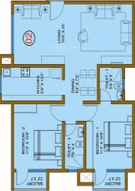Sovereign Lake View (2BHK+2T (915 sq ft) 915 sq ft)