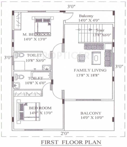 Ie Glo Developers Krishna Kuteer White House First Floor Plan (4BHK+4T (2,639 sq ft) 2639 sq ft)