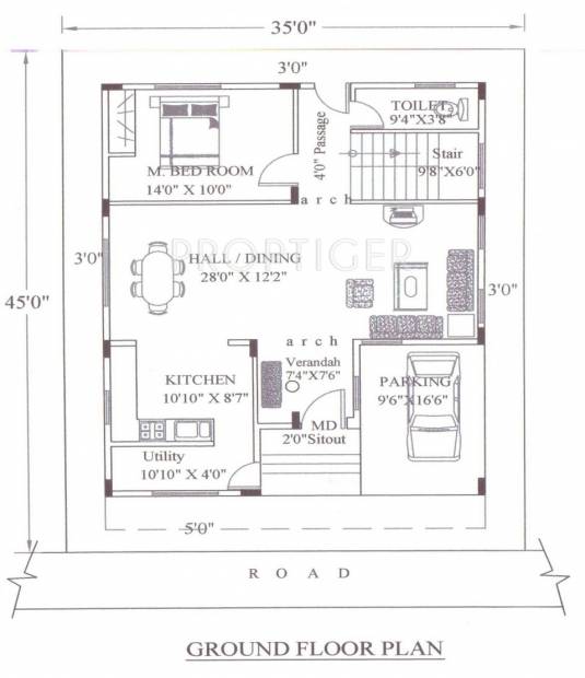Ie Glo Developers Krishna Kuteer White House Ground Floor Plan (4BHK+4T (2,639 sq ft) 2639 sq ft)