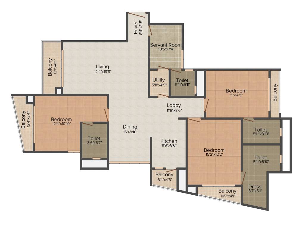 Assotech Celeste Towers (3BHK+4T (2,318 sq ft) + Servant Room 2318 sq ft)