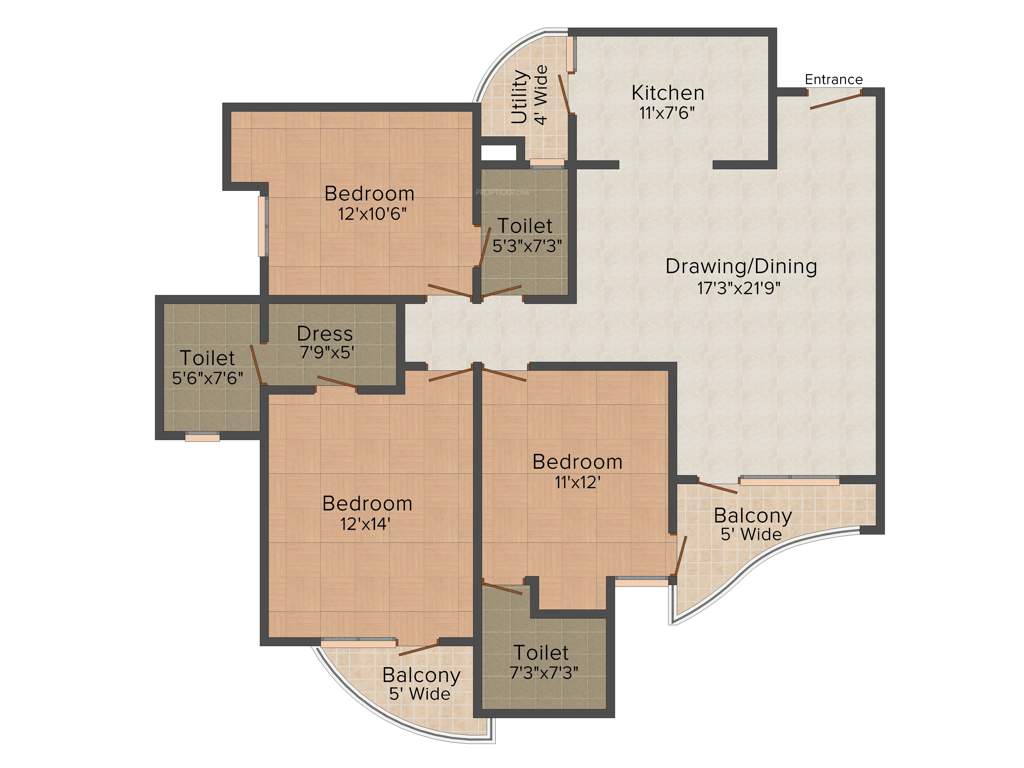 Earthcon Casa Grande (3BHK+3T (1,495 sq ft) 1495 sq ft)