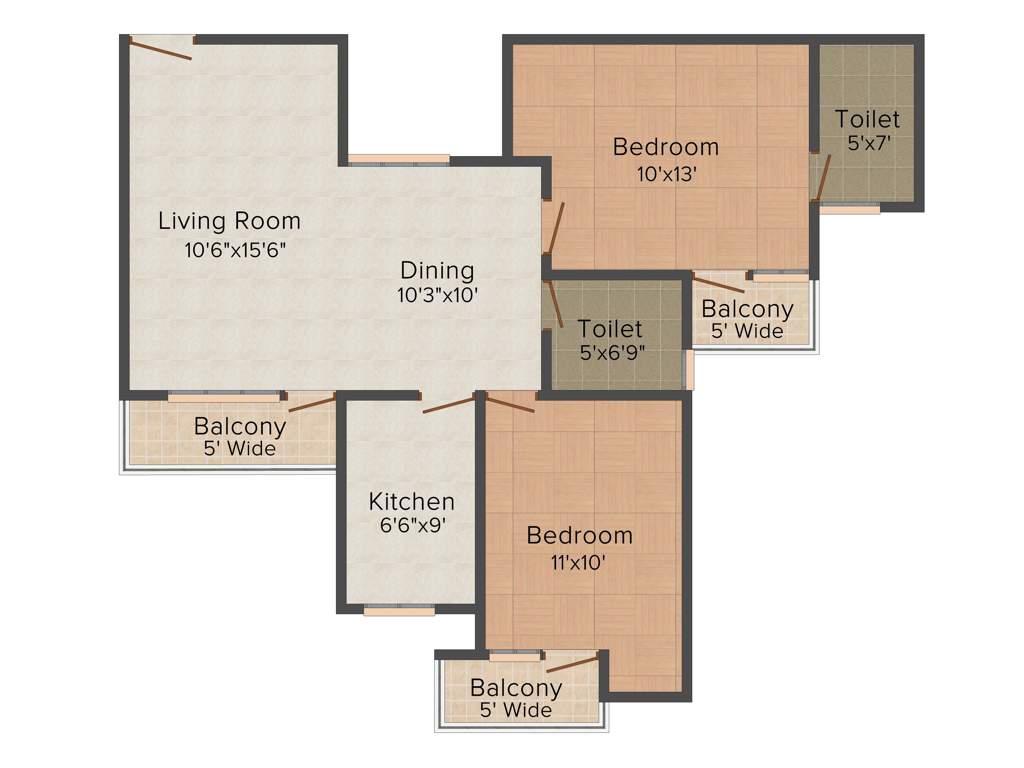 Amrapali Dream Valley (2BHK+2T (1,115 sq ft) 1115 sq ft)