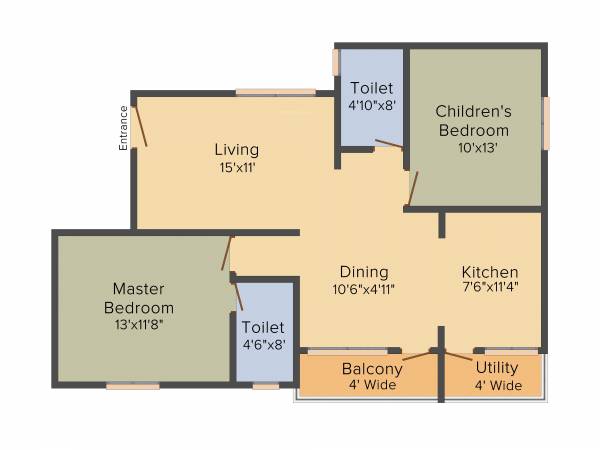 BM Splendor Park (2BHK+2T (1,119 sq ft) 1119 sq ft)