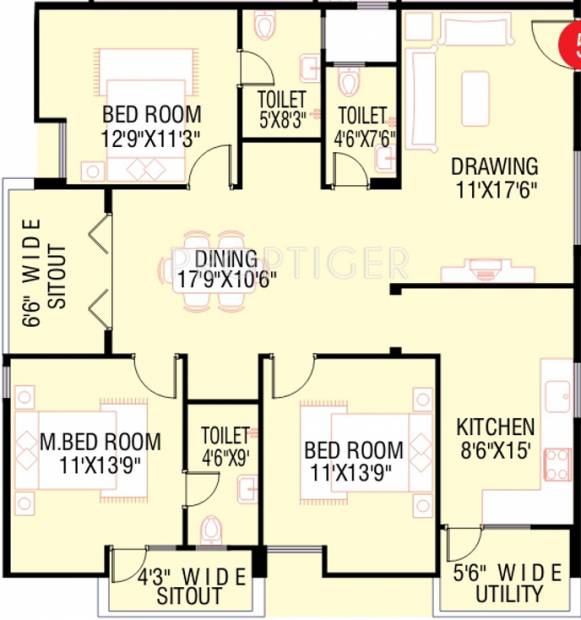SR Kens Residency (3BHK+3T (1,710 sq ft) 1710 sq ft)