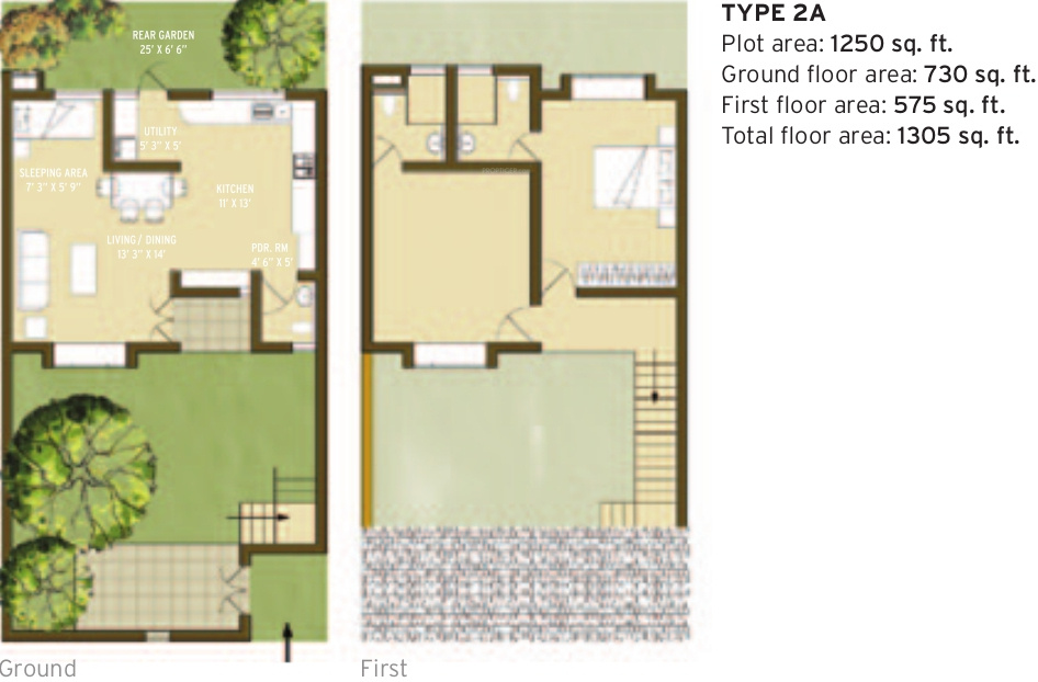 Good Footprints (2BHK+2T (1,305 sq ft) 1305 sq ft) Good Footprints (2BHK+2T (1,305 sq ft) 1305 sq ft)