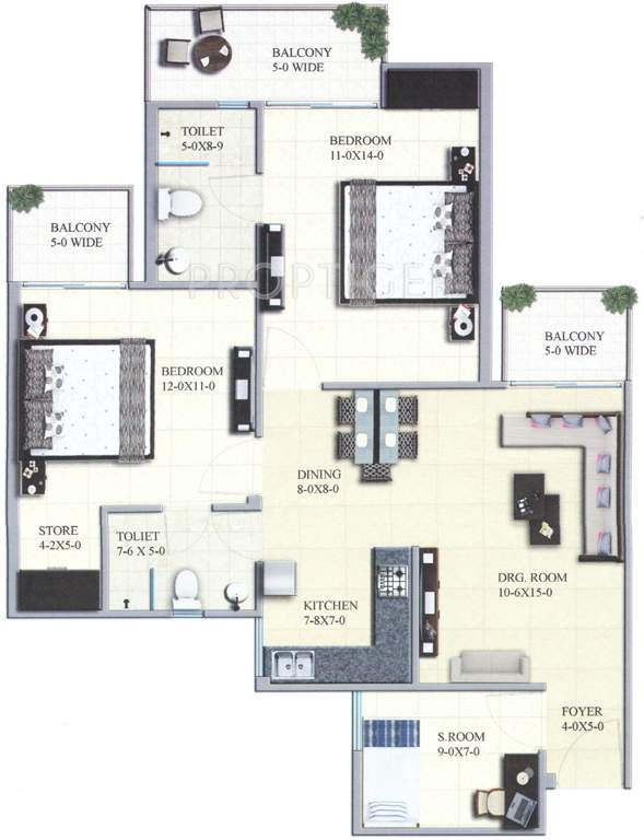 Gaursons 16th Avenue (2BHK+2T (1,250 sq ft) + Servant Room 1250 sq ft)