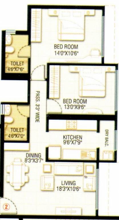 HDIL Whispering Towers (2BHK+2T (1,200 sq ft) 1200 sq ft)