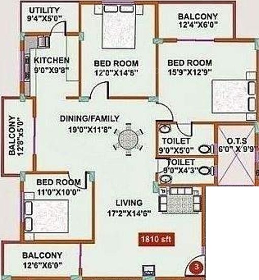 Himagiri Castle (3BHK+2T (1,810 sq ft) 1810 sq ft)