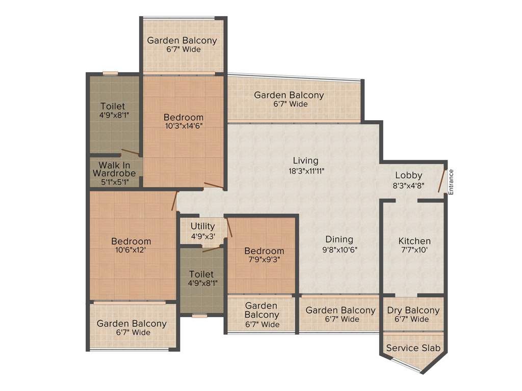 DB Orchid Enclave (3BHK+2T (1,675 sq ft) 1675 sq ft)