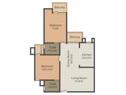 Unnati The Aranya (2BHK+2T (1,190 sq ft) 1190 sq ft)