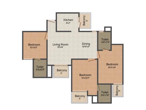 Mapsko Casa Bella (3BHK+3T (1,430 sq ft) 1430 sq ft)