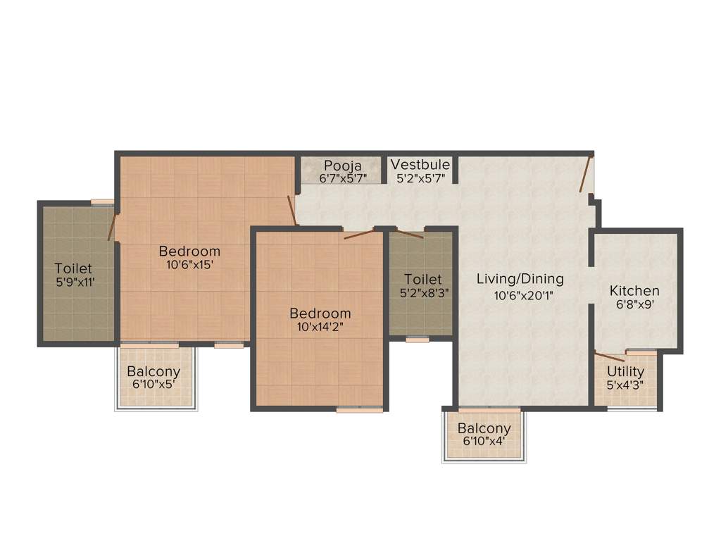 Jaypee Garden Isles (2BHK+2T (1,305 sq ft) 1305 sq ft)