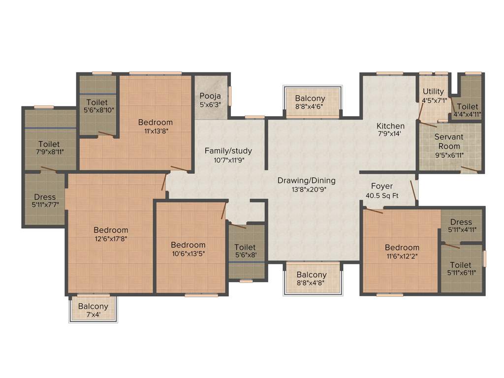 Jaypee Garden Isles (4BHK+5T (2,690 sq ft)   Servant Room 2690 sq ft)