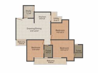 Earth Gracia (3BHK+3T (1,545 sq ft) 1545 sq ft)