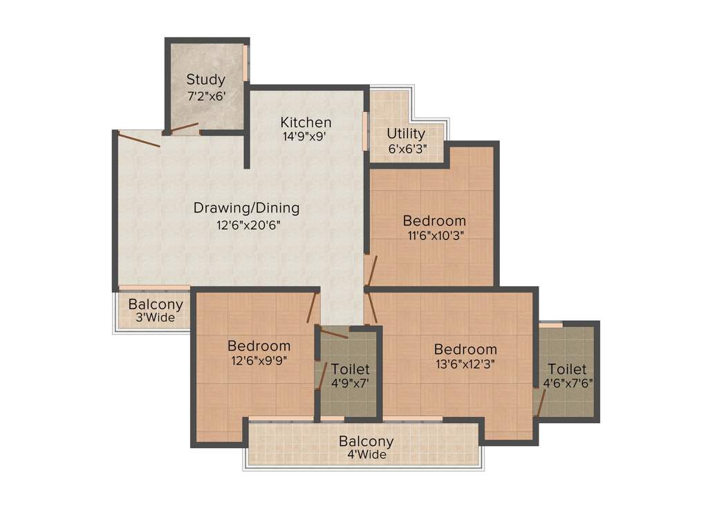Earth Gracia (3BHK+3T (1,545 sq ft) 1545 sq ft)
