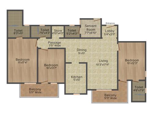 DLF Express Greens (3BHK+4T (1,845 sq ft) + Servant Room 1845 sq ft) DLF Express Greens (3BHK+4T (1,845 sq ft) + Servant Room 1845 sq ft)