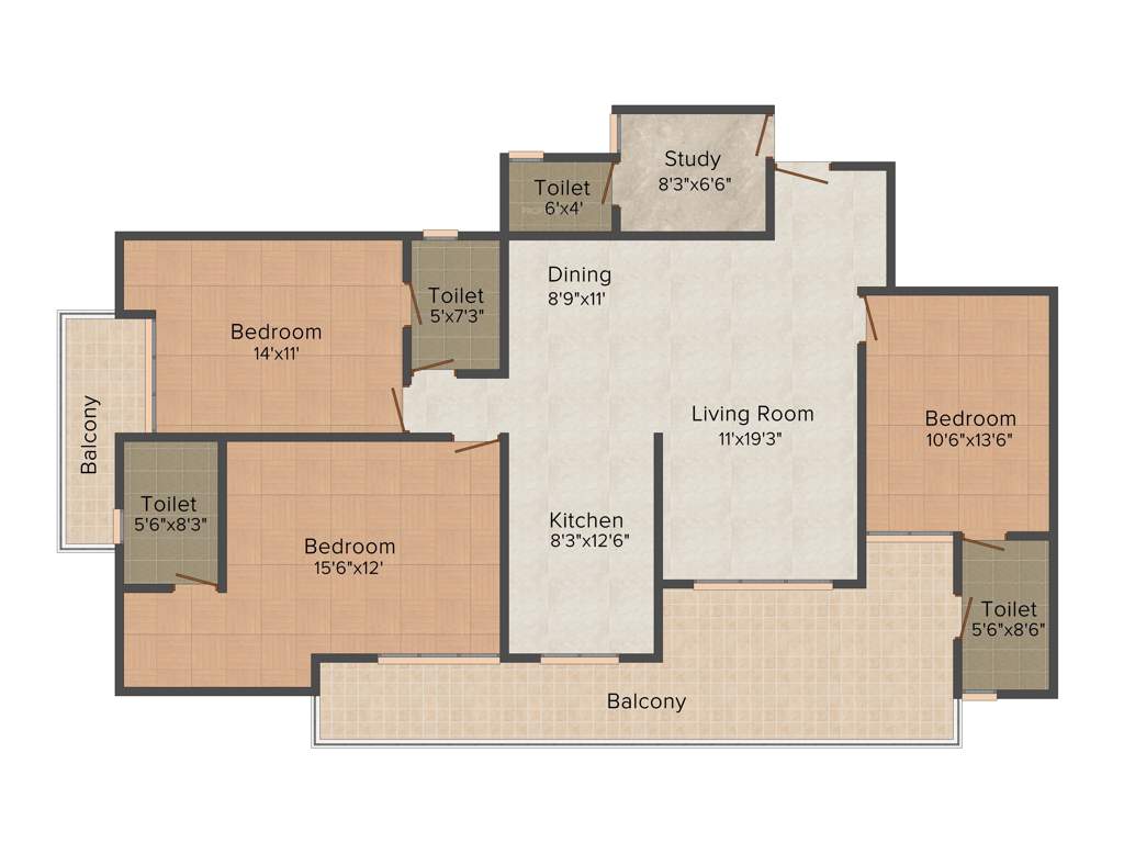 Maxblis Grand Kingston (3BHK+4T (2,050 sq ft) + Study Room 2050 sq ft)