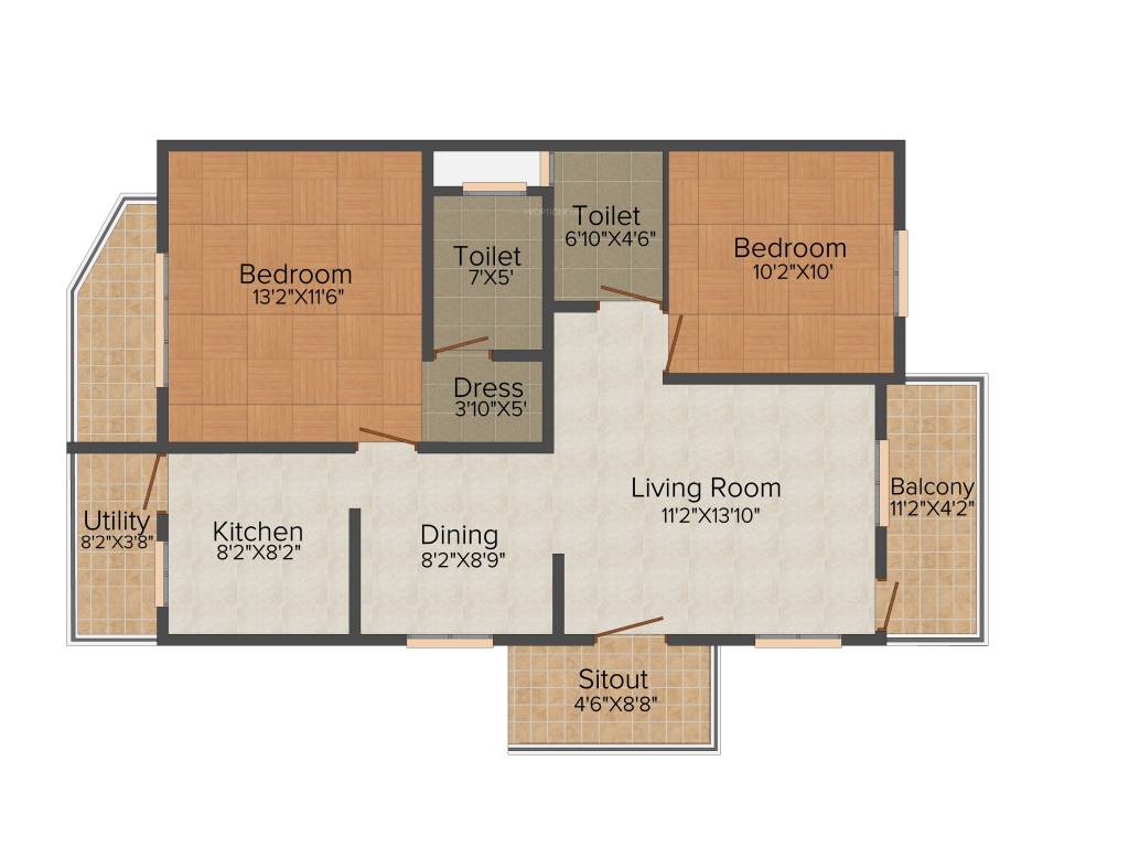 Vaastu Dew Flower (2BHK+2T (1,025 sq ft) 1025 sq ft)