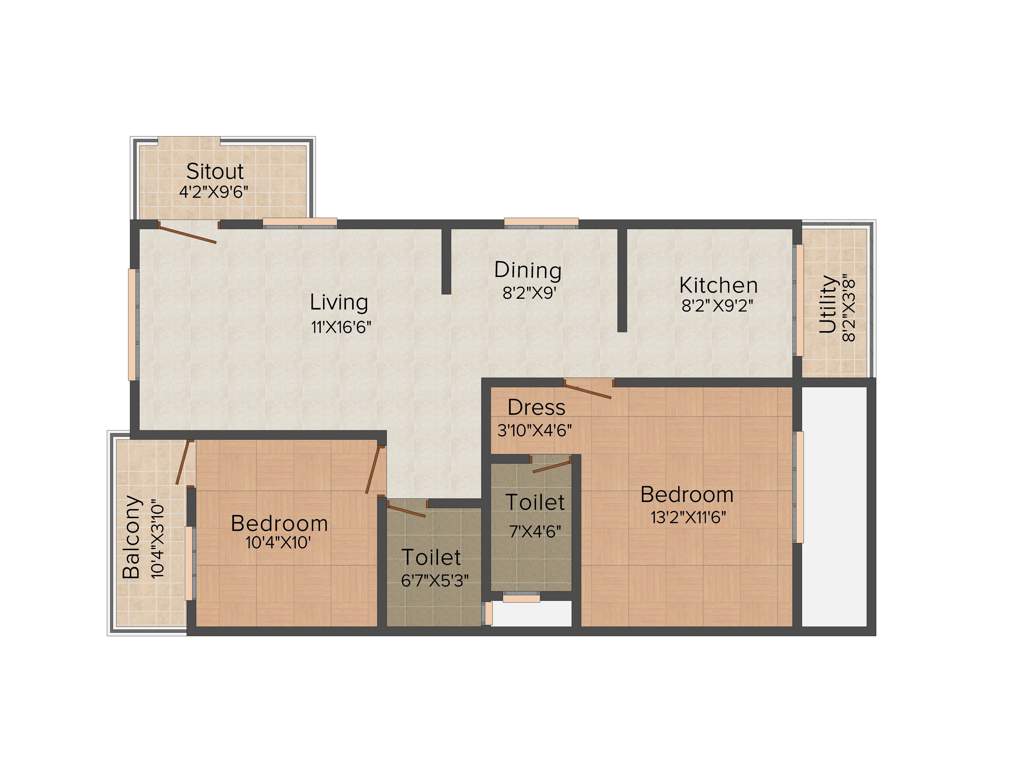 Vaastu Dew Flower (2BHK+2T (1,095 sq ft) 1095 sq ft)