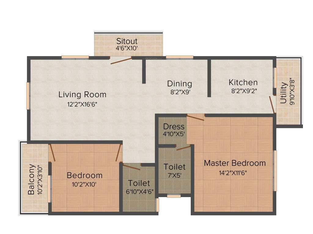 Vaastu Dew Flower (2BHK+2T (1,145 sq ft) 1145 sq ft)