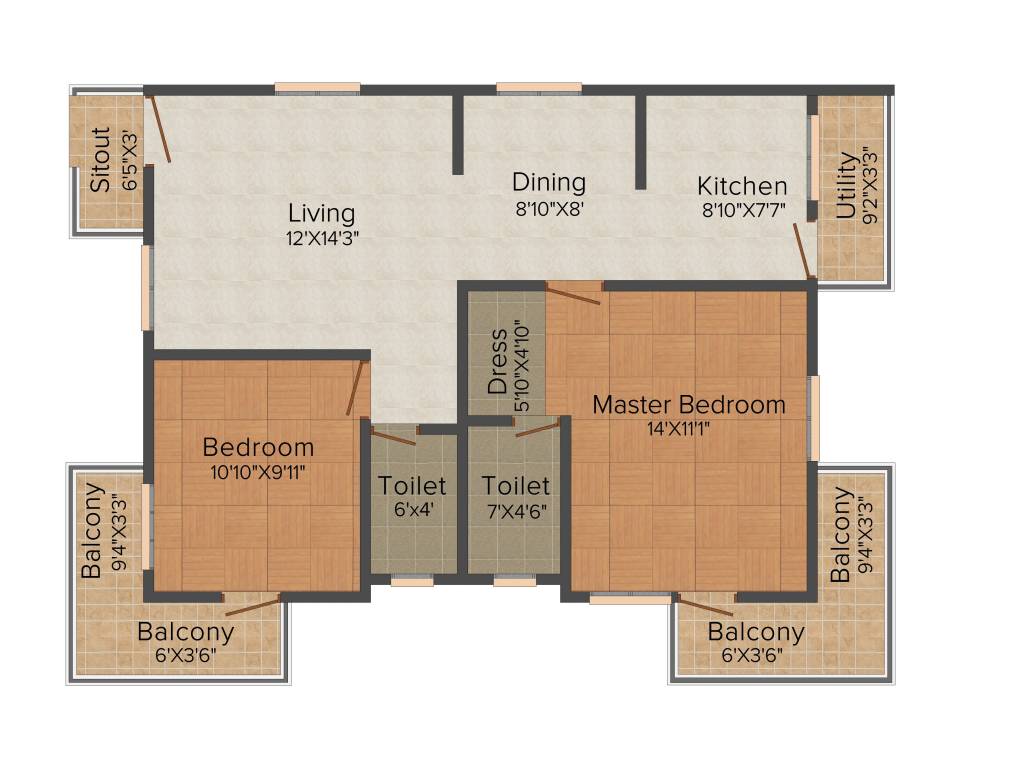 Vaastu Dew Flower (2BHK+2T (1,135 sq ft) 1135 sq ft)